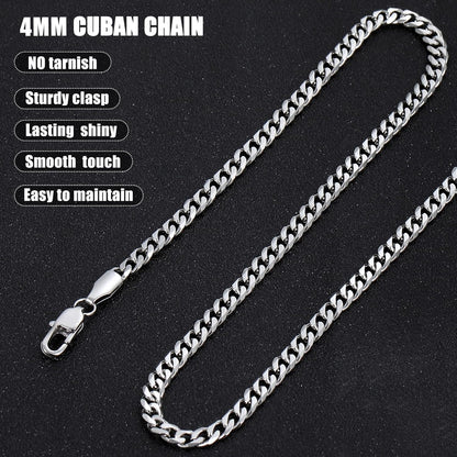 5Mm Silver Tone/Gold Cuban Link Chain for Men, Mens Chain Necklaces, Stainless Steel Chain Necklaces for Men Women, 3.5/4/5Mm