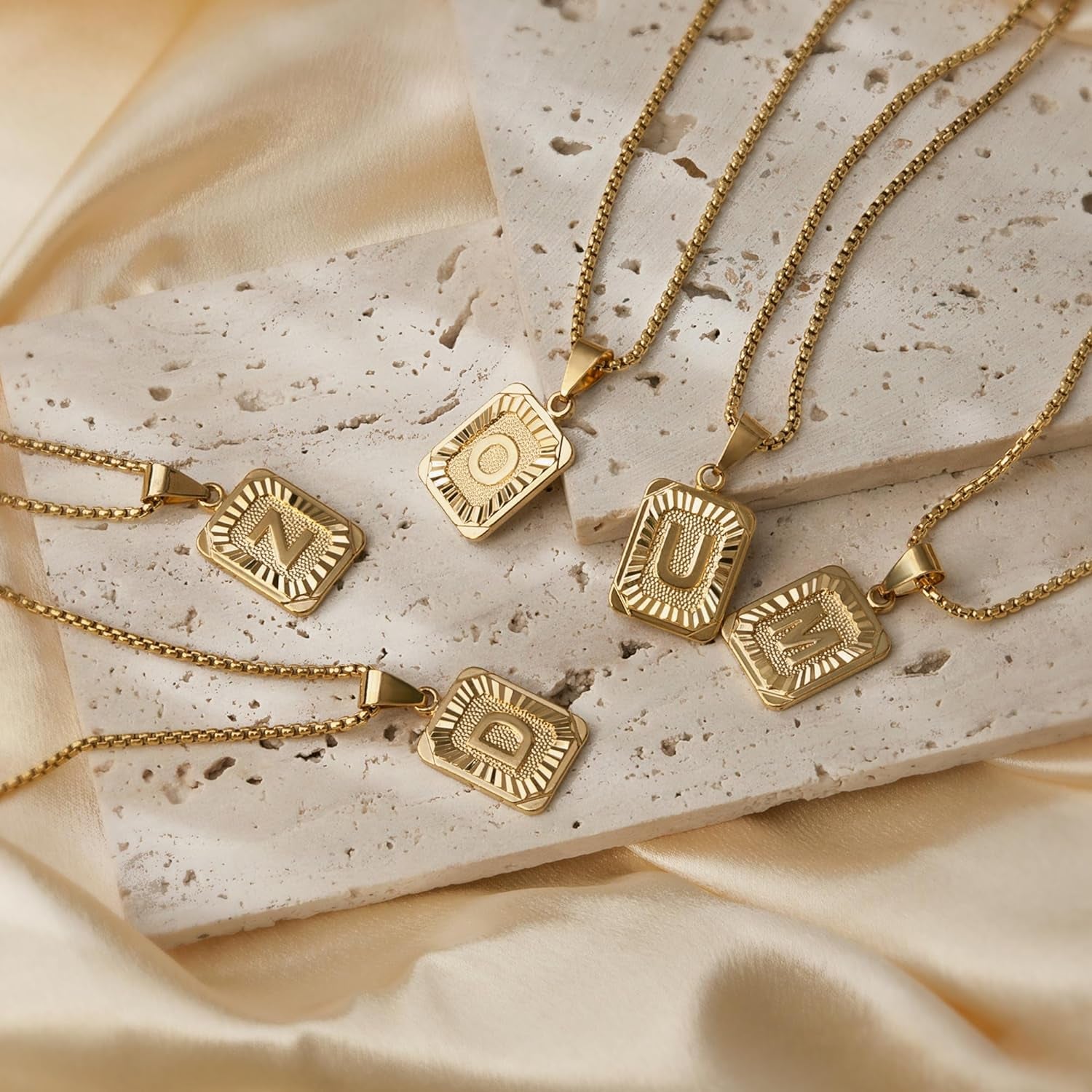 Graduation Gifts 2024 Gold Initial Necklaces for Women Men Gold Letter Necklaces 26 Capital A-Z Letter Pendant Necklaces for Women Square Monogram Necklace for Her Initial Necklaces