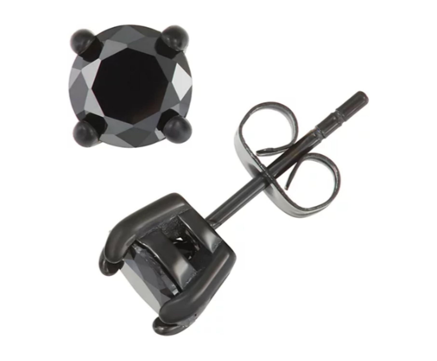 925 Sterling Silver Black Stud Earrings for Womens Mens / Dainty Earrings Jewelry / Womens Ear Piercing / Black Earrings / Aretes De Plata