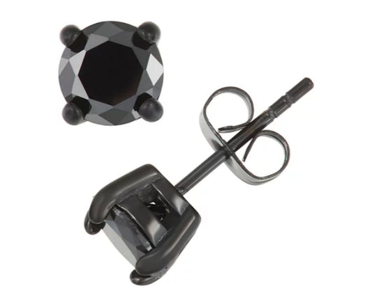 925 Sterling Silver Black Stud Earrings for Womens Mens / Dainty Earrings Jewelry / Womens Ear Piercing / Black Earrings / Aretes De Plata