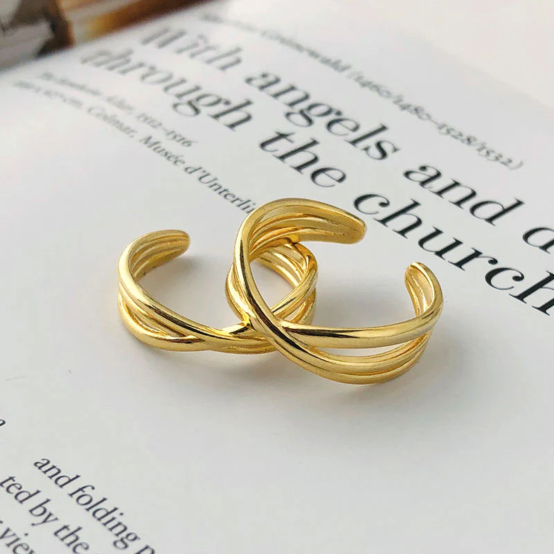 925 Sterling Silver Adjustable Layer Cross Couple Rings
