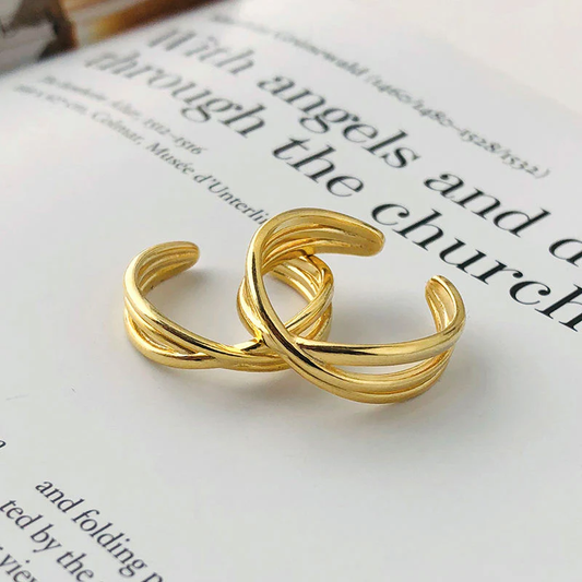 925 Sterling Silver Adjustable Layer Cross Couple Rings