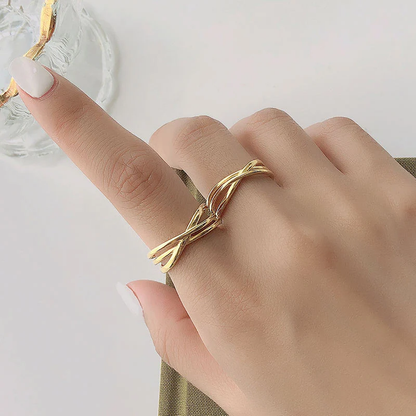 925 Sterling Silver Adjustable Layer Cross Couple Rings