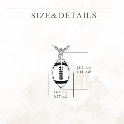 925 Sterling Silver Inspirational Football Cross Pendant Necklace
