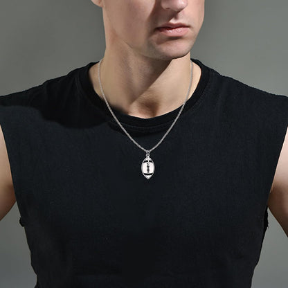 925 Sterling Silver Inspirational Football Cross Pendant Necklace