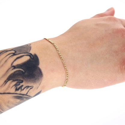 10K Real Yellow Gold Figaro Link 2.5Mm Chain Bracelet or Anklet (7"-9") Dainty Italian Jewelry for Men & Women