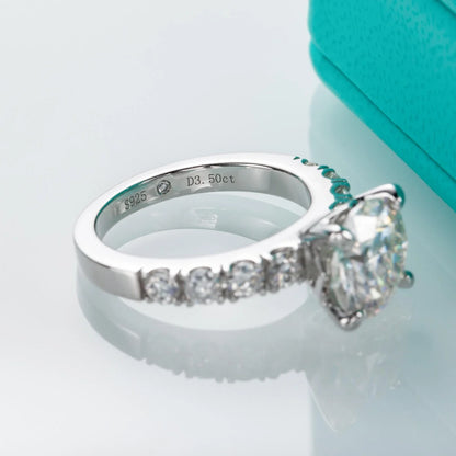 Moissanite Engagement Ring,4.3Cttw D Color round Cut, Gold Plated Sterling Silver Promise Anniversary Ring for Women