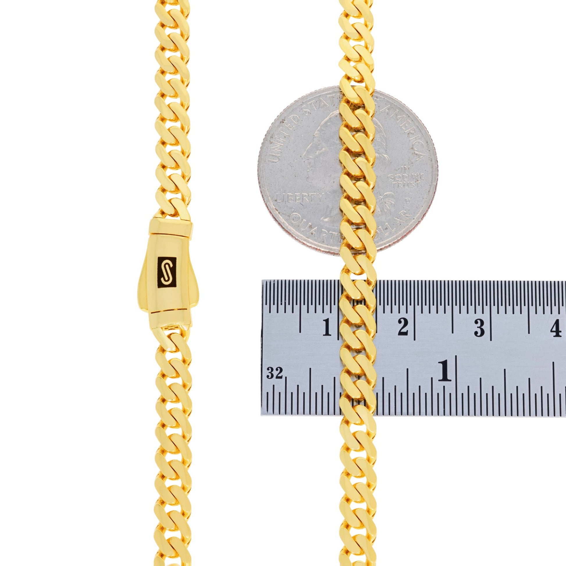 14K Real Yellow Gold Royal Monaco 5Mm Miami Cuban Link Bracelet (7"-9") Italian Jewelry for Men & Women