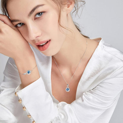Birthstone Necklaces for Women Fine Jewelry Sterling Silver Dainty Infinity Pendant Anniversary Birthday Christmas Gifts for Her Wife Mom Lady Daughter, Chain 16"+2" Extend