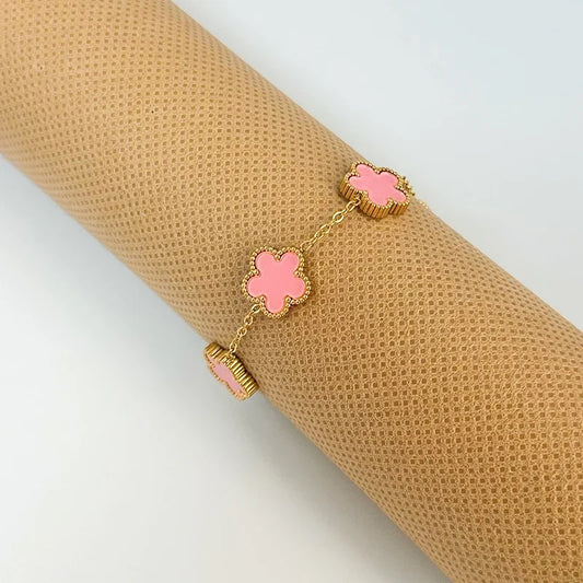 Clover Women'S Hand Bracelets Flower Mothers Day Double Sided Stainless Steel Bracelet Charm Fashion Jewelry Accessories Gifts