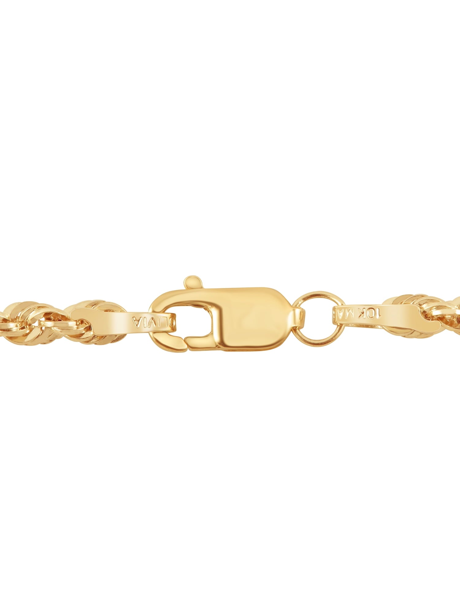 10K Yellow Gold 2.5Mm Glitter Rope Bracelet,7.5"
