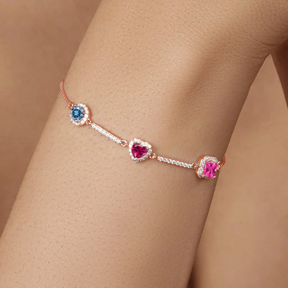 18K Rose Gold Plated Silver Bracelet Persian Blue Moissanite Created Ruby (1.90 Cttw)