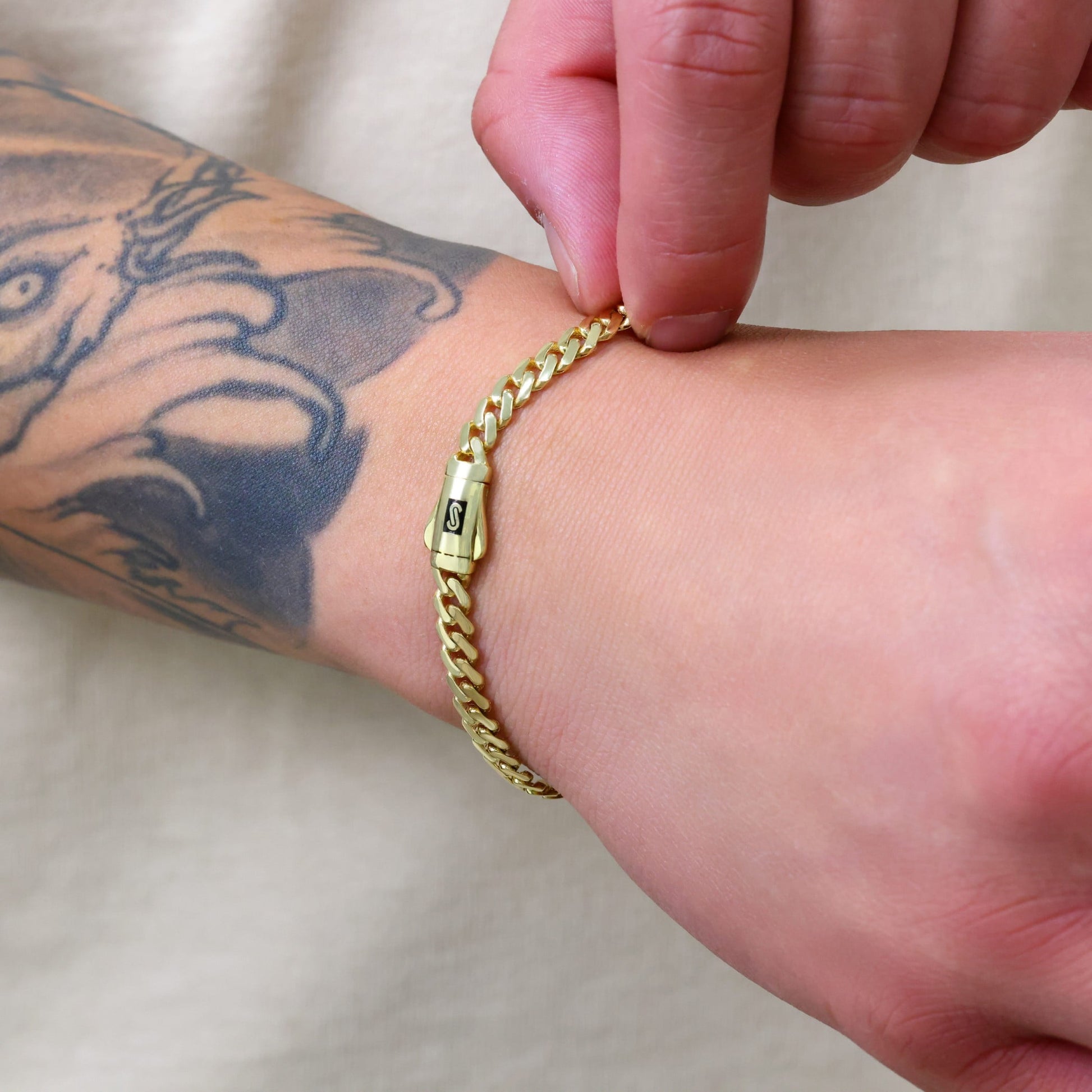 14K Real Yellow Gold Royal Monaco 5Mm Miami Cuban Link Bracelet (7"-9") Italian Jewelry for Men & Women