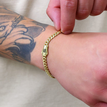 14K Real Yellow Gold Royal Monaco 5Mm Miami Cuban Link Bracelet (7"-9") Italian Jewelry for Men & Women