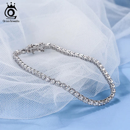 4Mm round Cut Tennis Bracelet in 925 Sterling Silver White Gold Woman Men Bracelets Bangle Jewelry Hand Chain SB94