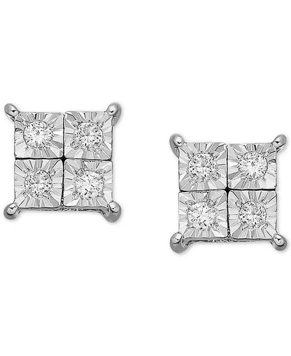 Diamond Accent Square Earrings in 14K White Gold