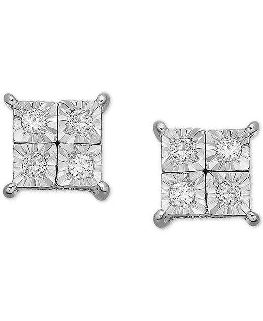 Diamond Accent Square Earrings in 14K White Gold