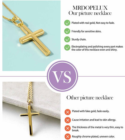 14K Gold-Plated Cross Pendant Necklace