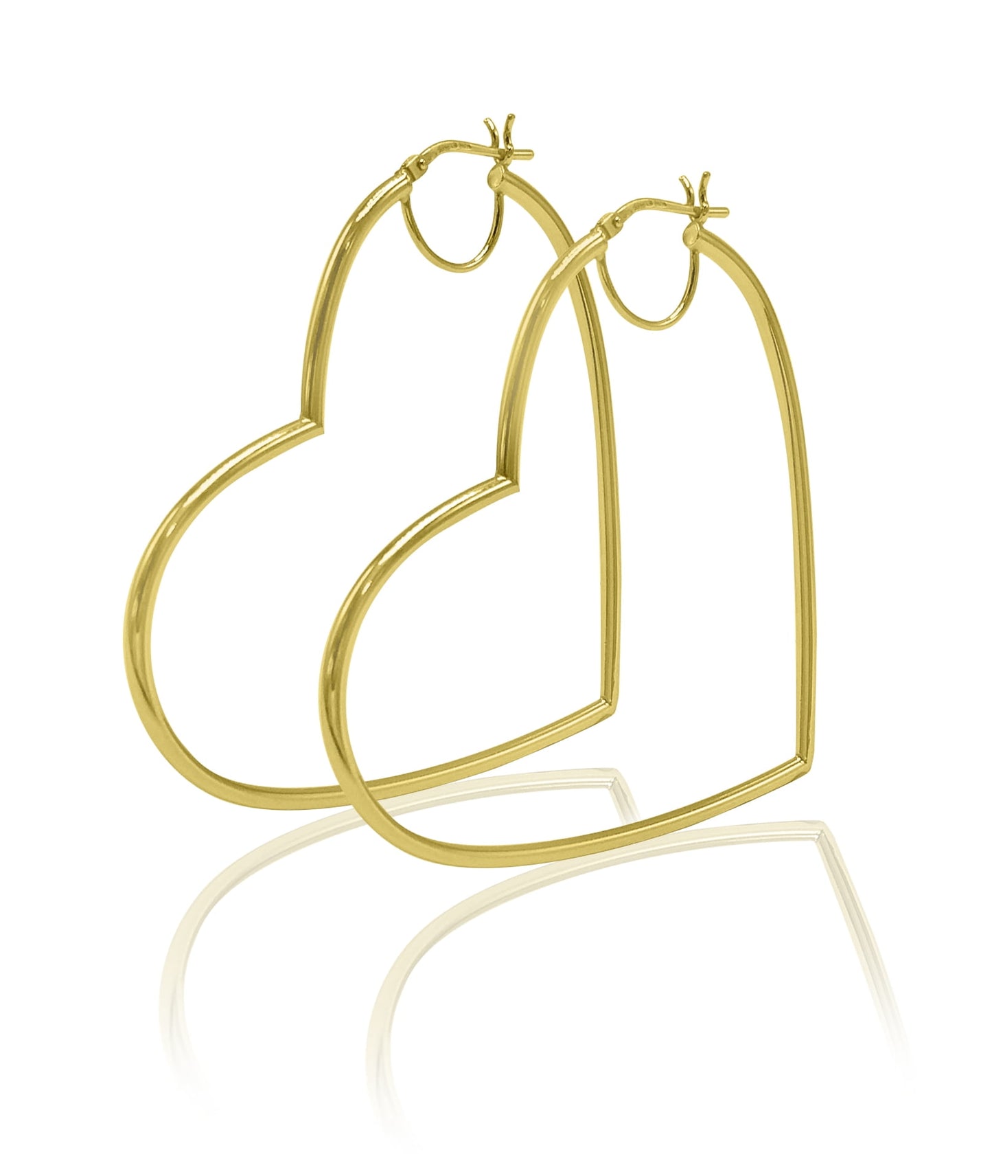 Women'S 14K Gold Plated Sterling Silver High Polished Heart Adults Earrings