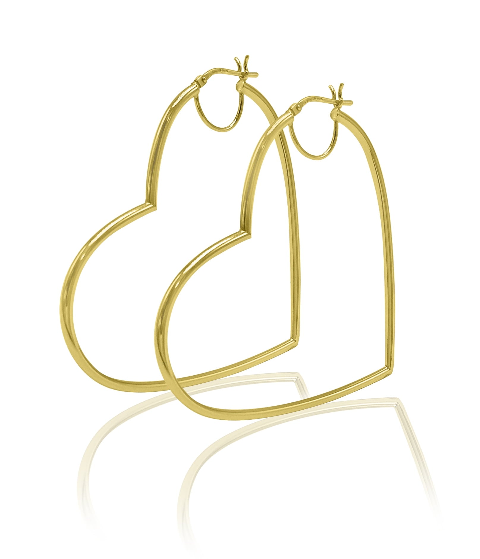 Women'S 14K Gold Plated Sterling Silver High Polished Heart Adults Earrings
