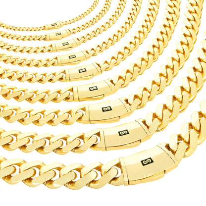 14K Real Yellow Gold Royal Monaco Miami Cuban Link Bracelet 7"-9" (5Mm-17Mm) Italian Jewelry for Men & Women