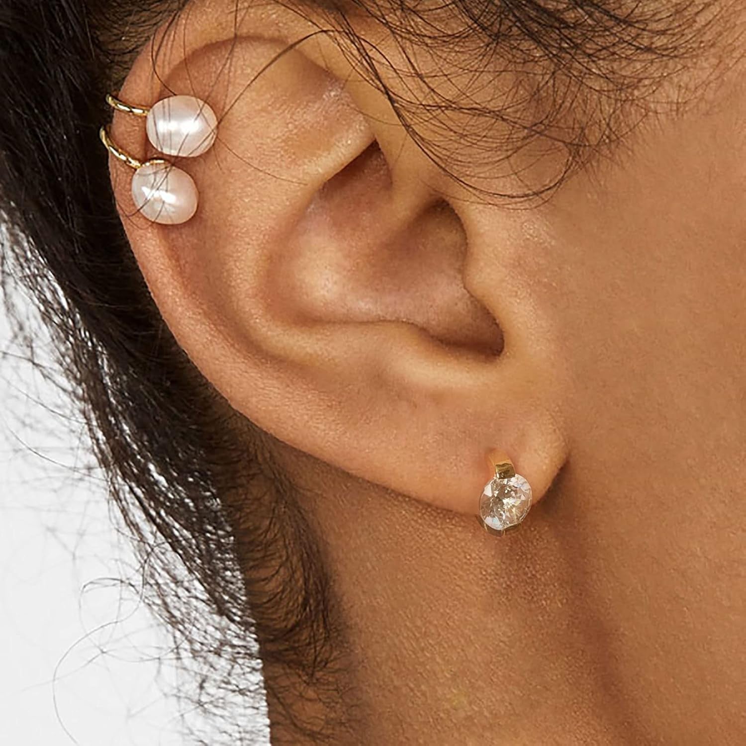 Small Gold Hoop Earrings for Women 14K Real Gold Plated Cubic Zirconia Huggie Earrings Tiny Cute Cartilage Hypoallergenic Earrings Jewelry Gifts for Women