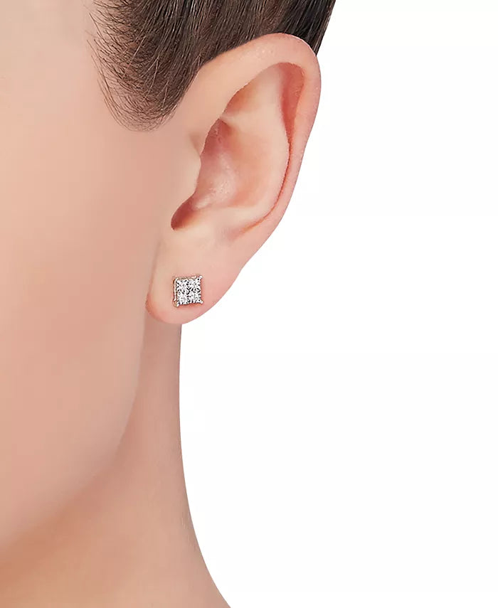 Diamond Accent Square Earrings in 14K White Gold