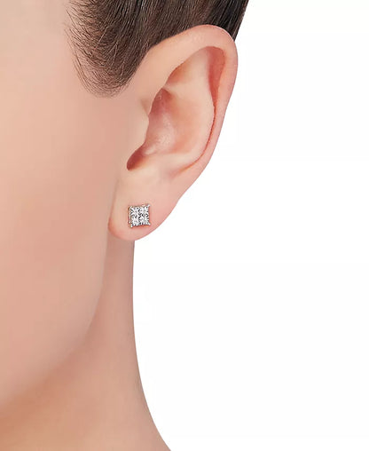 Diamond Accent Square Earrings in 14K White Gold