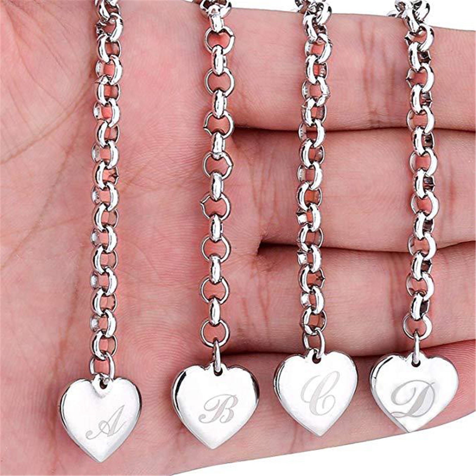 Bracelet for Women Initial Charm Bracelets for Teen Girls Stainless Steel Heart Charm Bracelets for Women 26 Letters Alphabet Bracelet Jewelry Gifts for Teenage Girls Accessories M