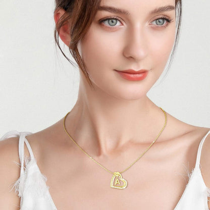 18K Gold Plated Love Heart Initial Necklaces for Women Girls CZ Bubble Letter L Pendant Chain Graduation Wedding Birthday Jewelry Gifts Ideas Teen Kids Bride Mom Girlfriend Wife Daughter Age