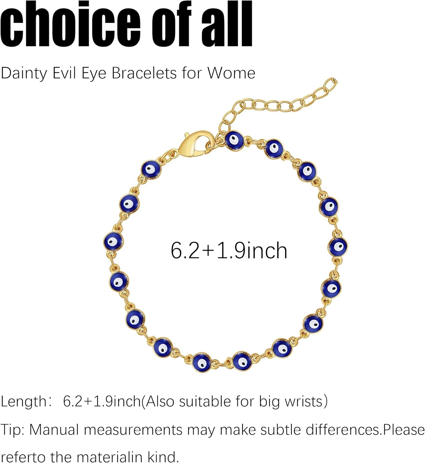 Evil Eye Bracelets Blue Eye Bracelet for Women Evil Eye Jewelry Ojo Hamsa Bracelet Dainty Gold Link Bracelets for Women Lucky Turkish Trendy Jewelry Gifts