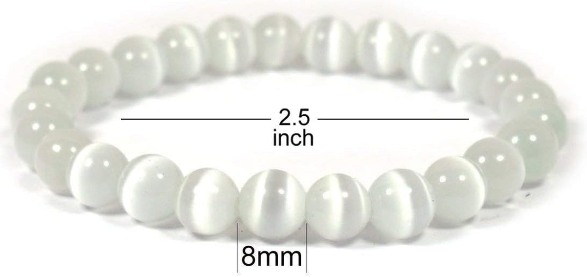 Natural Selenite Bracelet 8Mm for Reiki Healing and Vastu Correction Protection Concentration Spirituality and Increasing Creativity
