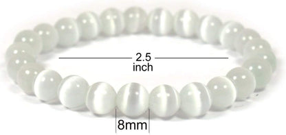 Natural Selenite Bracelet 8Mm for Reiki Healing and Vastu Correction Protection Concentration Spirituality and Increasing Creativity