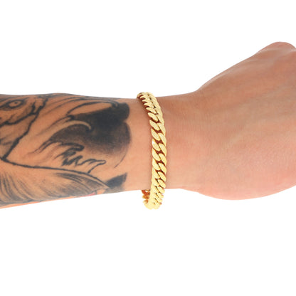 14K Real Yellow Gold Miami Cuban Link 7.5Mm Chain Bracelet (7"-9") Italian Jewelry for Men