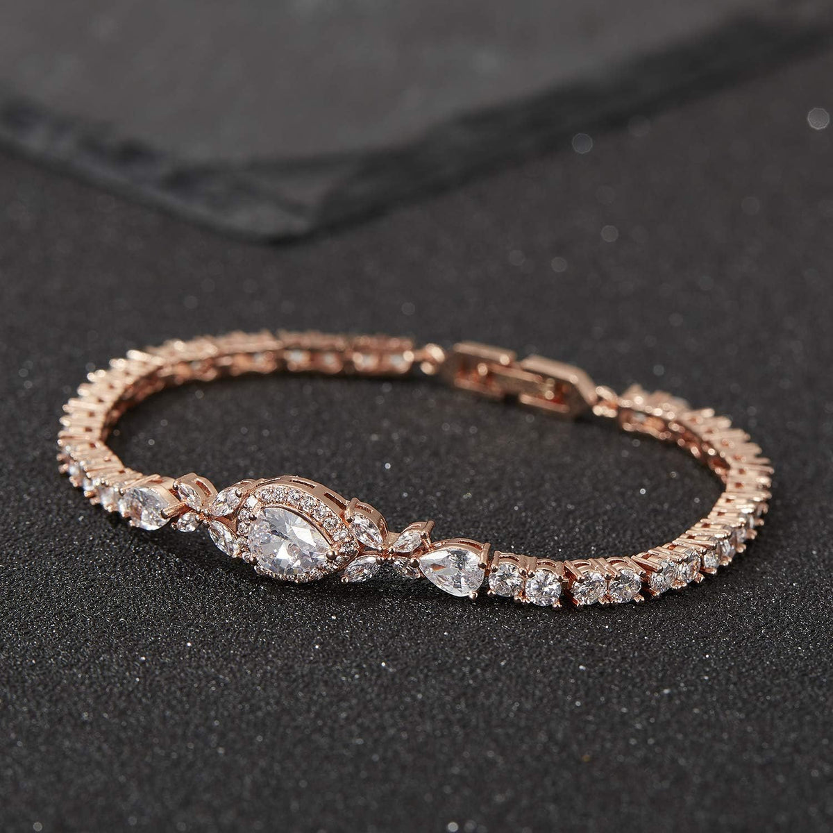 Cubic Zirconia Teardrop Tennis Bracelets for Wedding Bridal Jewelry, Crystal Rhinestone Bracelets for Brides, Bridesmaid, Women