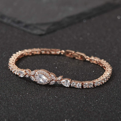 Cubic Zirconia Teardrop Tennis Bracelets for Wedding Bridal Jewelry, Crystal Rhinestone Bracelets for Brides, Bridesmaid, Women