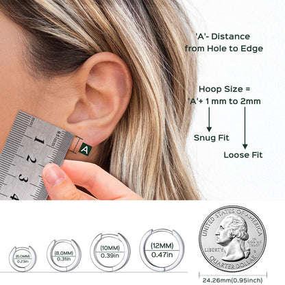 Silver Hoop Earrings for Women 925 Sterling Silver Small Hoops Polished 6MM Birthday Jewelry Gift for Her