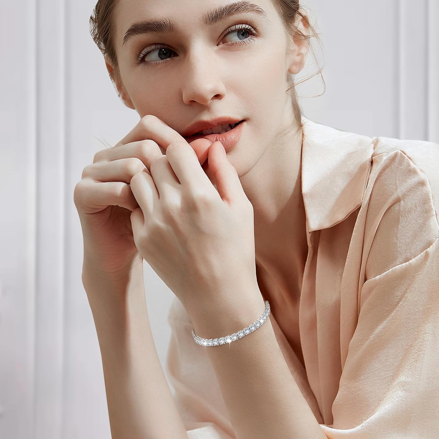 Silver Bracelet, S925 Tennis Bracelet with Sparkling 5A Cubic Zirconia Silver Bracelets for Women Adjustable Bracelet for Women Bracelets Womens Bracelet Women Gifts for Women Mom