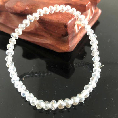 Handmade Women'S 4Mm Rhinestone Crystal Beaded round Glass Beads Stretch Bracelet Femme Bangle Bracelets Women Girl Wrap Jewelry