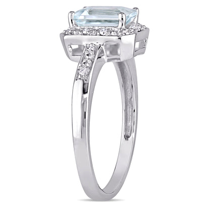 Women'S Aquamarine 10K White Gold Ring