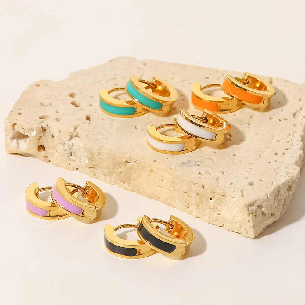 White C-Shaped Hoop Earrings