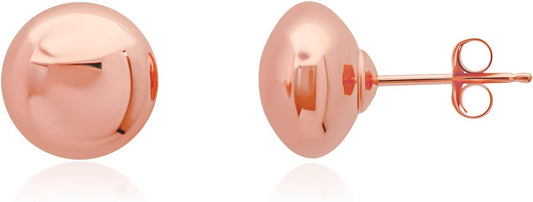 14K Gold Stud Earrings for Women | Rose Gold Ball Earrings | 14K Gold Earrings for Women & Men | Half Button Gold Ball Stud Earrings | 4MM-8MM Real Gold Post Hypoallergenic Earrings by