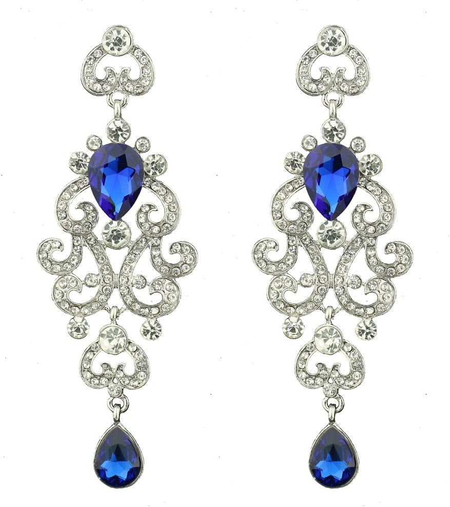 Exquisite Teardrop Crystal Bridal Wedding Earrings Vintage Chandelier Dangle Long Earrings for Women