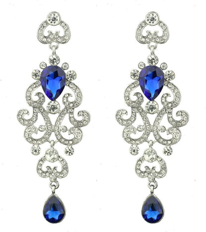 Exquisite Teardrop Crystal Bridal Wedding Earrings Vintage Chandelier Dangle Long Earrings for Women