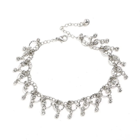 New Fashion Summer Beach Foot Chain Jewelry for Women Exquisite Gold Silver Color Shiny Rhinestones Ankle Bracelets Anklet