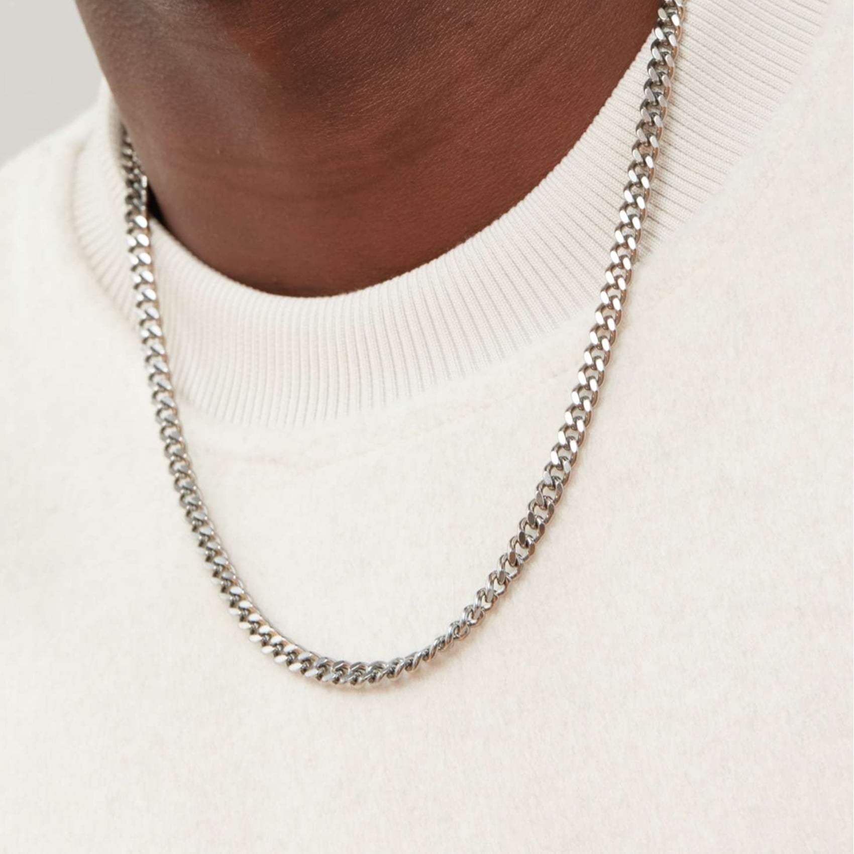 5Mm Silver Chain for Men,Stainless Steel Cuban Link Chain Necklace for Men ,Mens Chain Necklaces Silver 16,18,20,22,24, Inch