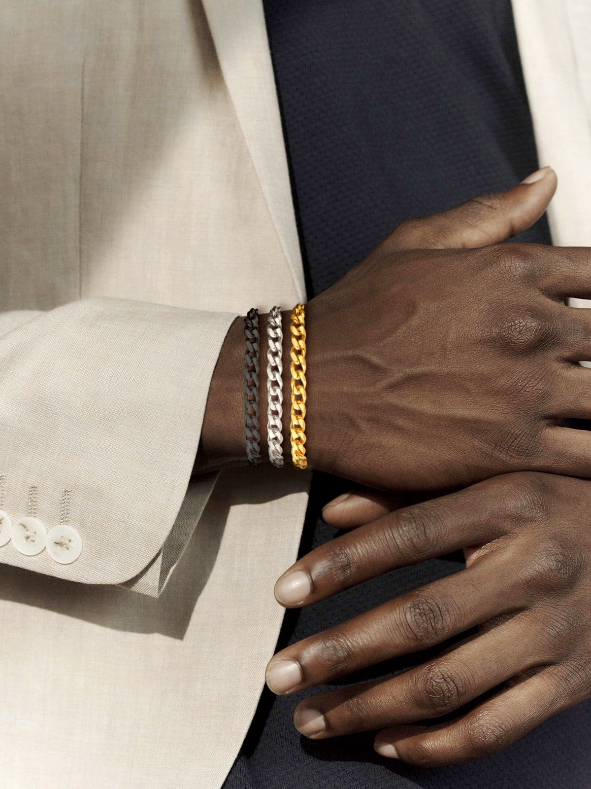 Men Chain Bracelet Gold Plated Cuban Curb Bracelet 6MM 8.3 Inch Wrist Bracelet Mens Stainless Steel Jewelry