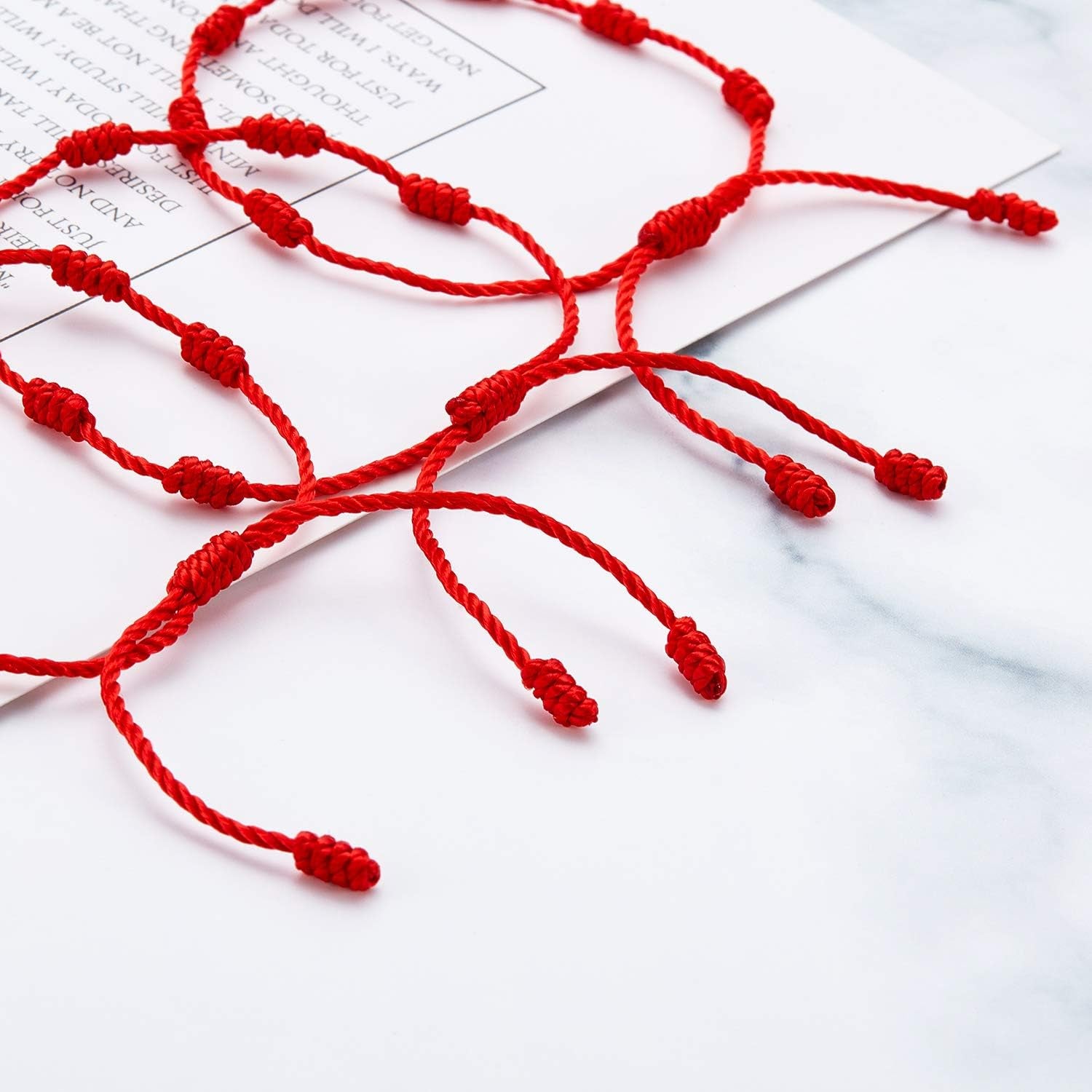 6 Pieces Red String Bracelets Red Cord Bracelet Adjustable Knot String Bracelet Amulet for Protection, Evil Eye and Good Luck