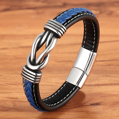 Braided Rope Wrap Leather Bracelets for Men Bangles Fashion Male Women Charm Stainless Steel Clasp Jewelry DIY Customization