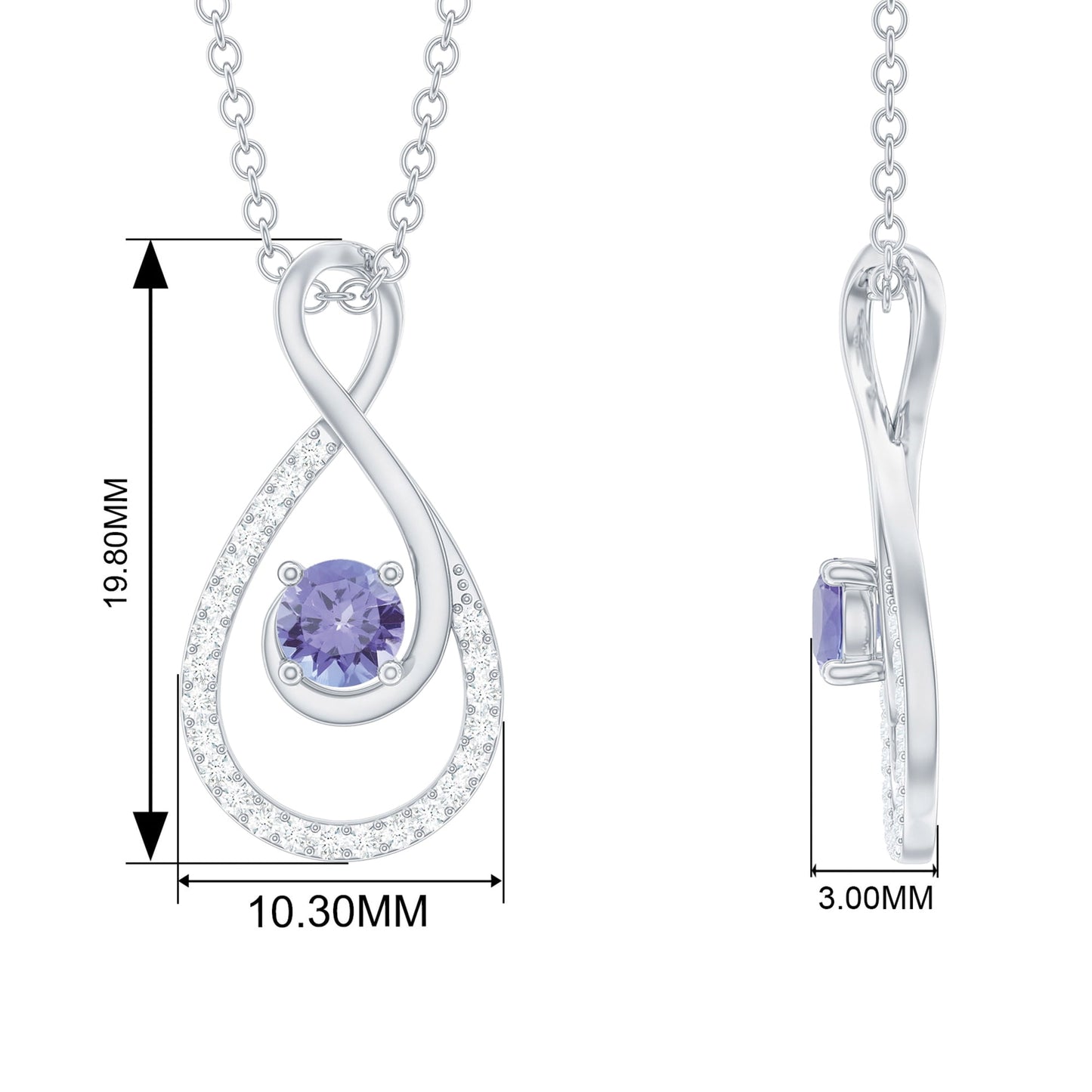 Tanzanite and Diamond Teardrop Pendant Necklace for Women, 14K Yellow Gold